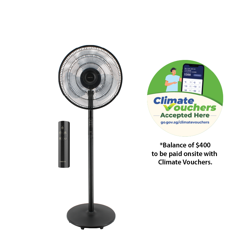 [Climate Voucher] Matt Black Gen 1 - 16" DC Stand Fan with Remote