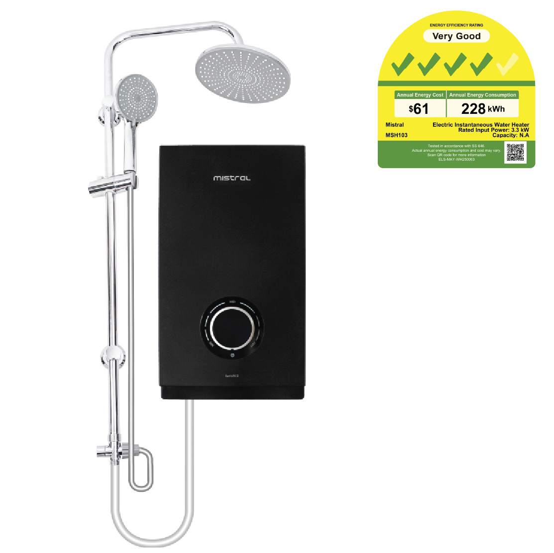 Instant Shower Heater with DC Pump & Rain Shower