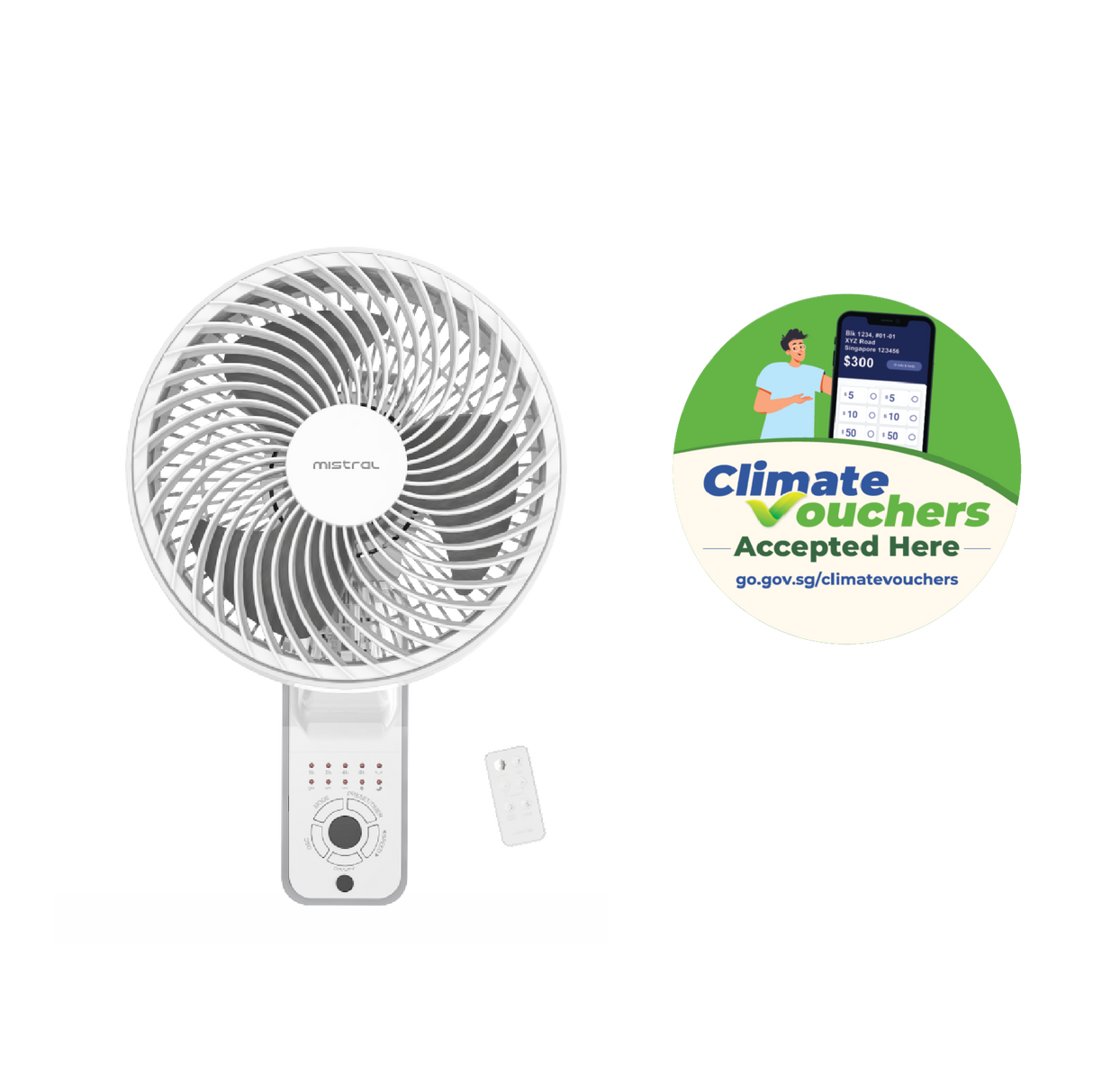 [Climate Voucher]  9" DC Wall Fan with Remote