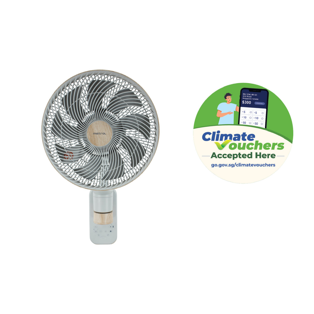 [Climate Voucher] 12” DC High Velocity Wall Fan with WIFI & Remote