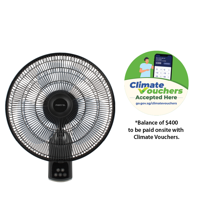 [Climate Voucher] Matt Black Gen 1 - 16" DC Wall Fan with Remote