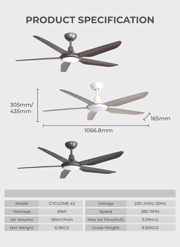 42" Ceiling Fan Specification