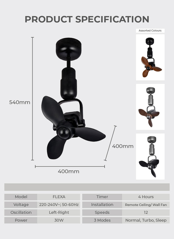 16" DC Ceiling/ Wall Fan with Remote Specification