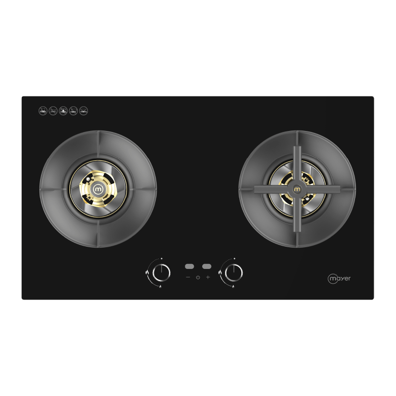 78cm 2 Zone Glass Gas Hob