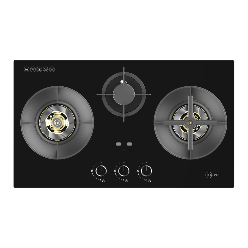 78cm 3 Zone Glass Gas Hob