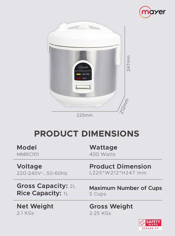 1.0L Rice Cooker Specification